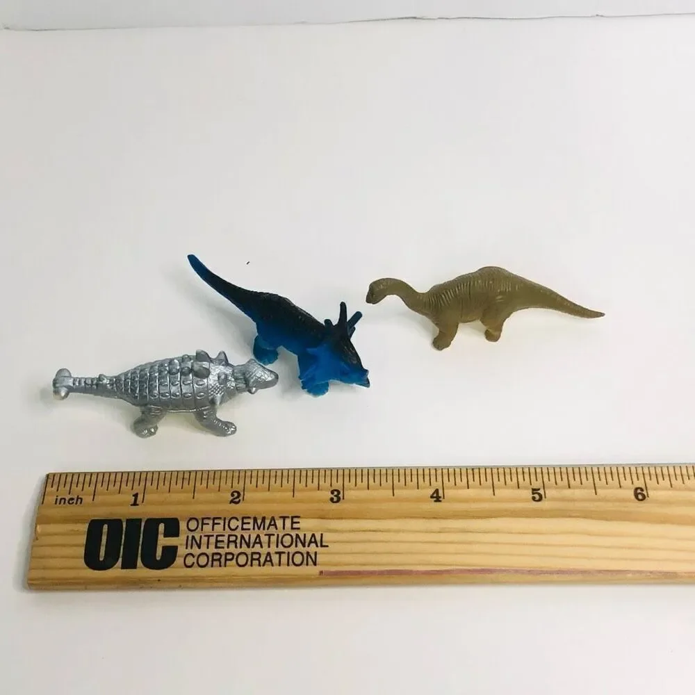 small dinosaur lot‎ cake toppers lot 2 inches lot of 3 plastic figures